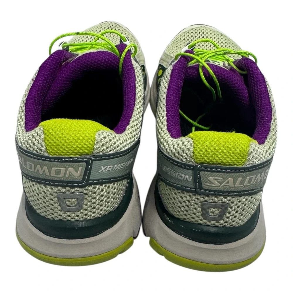 🔥Salomon 🤑XR Mission Trail Running Hiking Shoes Green Purple Quicklace‎ 6.5 - Picture 4 of 9